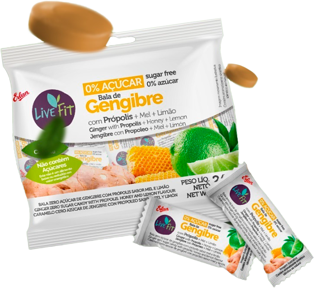 Bala LiveFit de Gengibre com Própolis, Mel e Limão